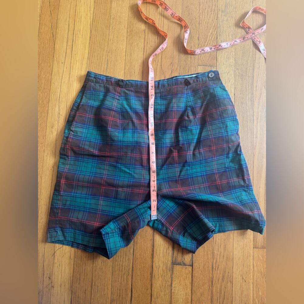 50s Vintage High Waisted Plaid Side Zip Shorts - Picture 7 of 8